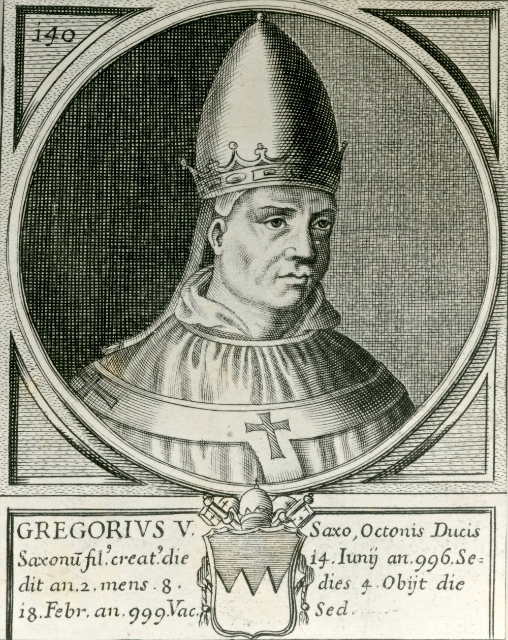 Papa Gregório V (972-999) (gravura) de English School