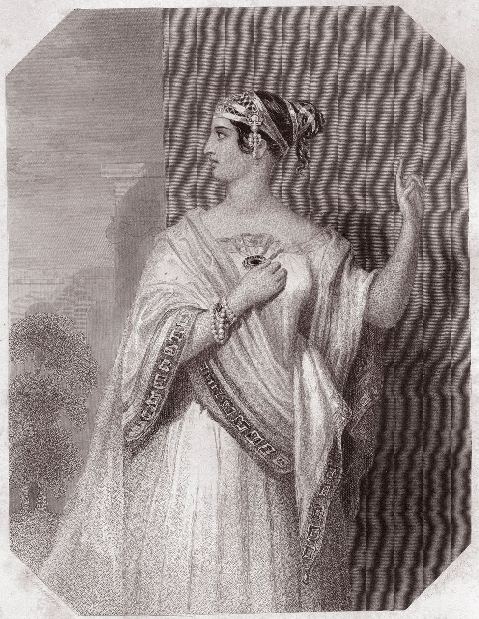 Porcia esposa de Brutus (Portia Esposa de Brutus) (Jules Cesar - a Tragédia de Júlio César) em - "Galerie des femmes de Shakespeare, coleção de quarenta e cinco retratos sérios dos primeiros artistas londrinos, enriquecidos com notas críticas e literárias" de English School