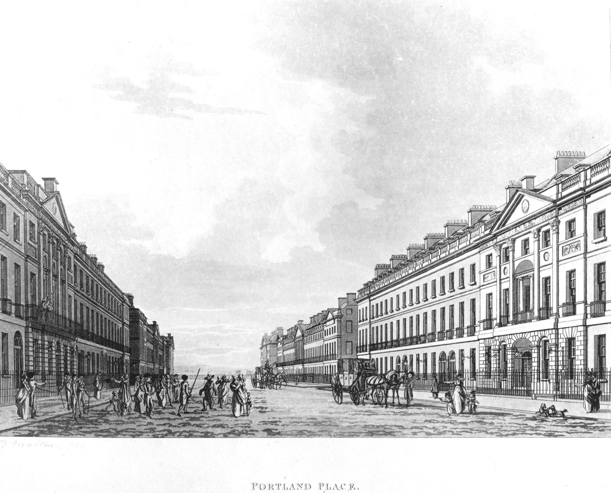 Portland Place, Londres, 1800 de English School