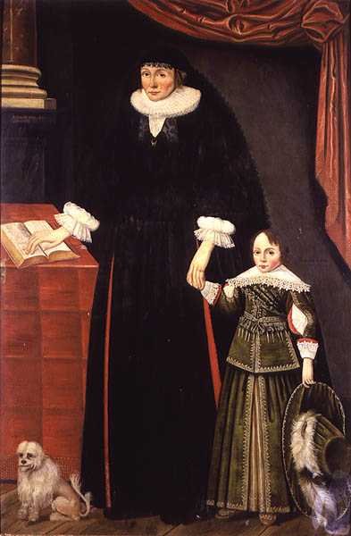 Retrato de uma senhora e de um jovem rapaz, talvez Anne Bonham e o seu filho Hugh. de English School