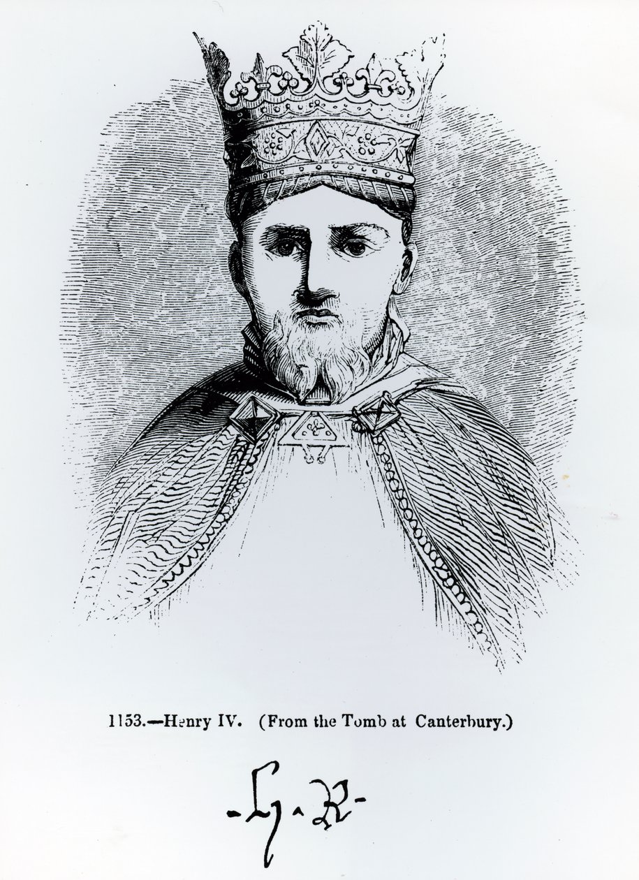 Retrato e Assinatura de Henrique IV (1366-1413) de English School