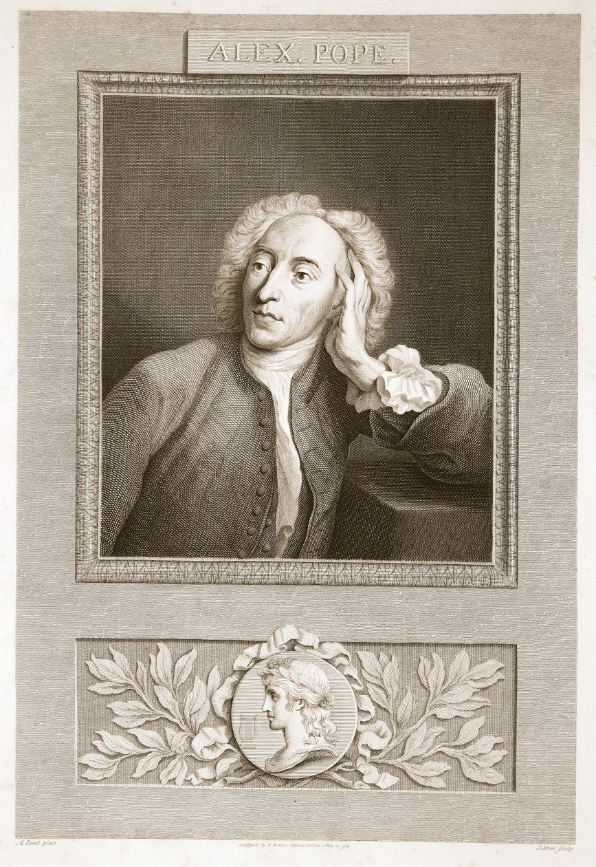 Retrato de Alexander Pope, ilustração de David Humes a história de Inglaterra, bar. por R. Bowyer, Londres, 1812 de English School