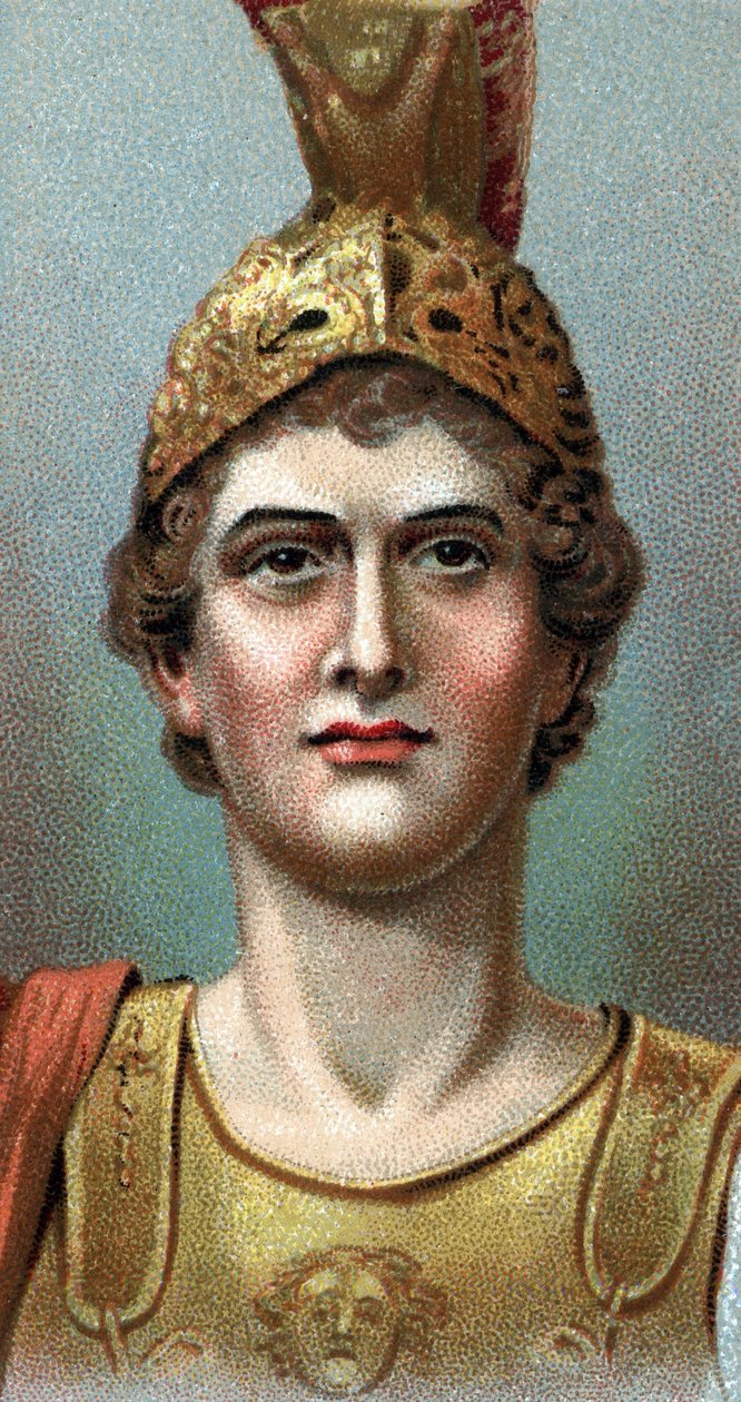 Retrato de Alexandre o Grande - Alexandre o Grande (356 - 323 a.C.) - Da série "Líderes dos Homens" - Cromolitografia - Escola Inglesa, século XX - de English School