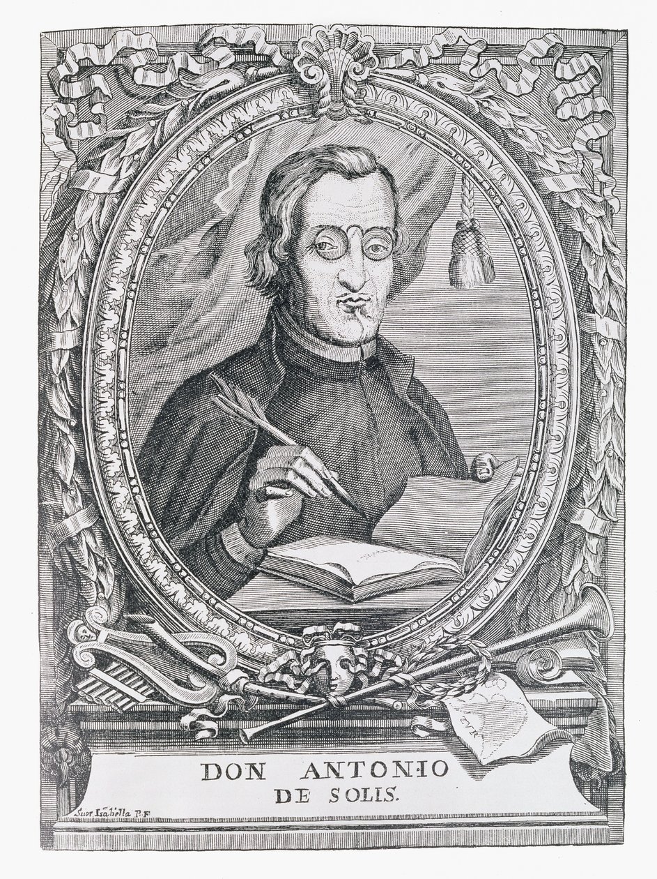 Retrato de Antonio de Solis y Rivadeneira (1610-1686), de "A História Narrativa e Crítica da América", editado por Justin Winsor, Londres, 1886 de English School