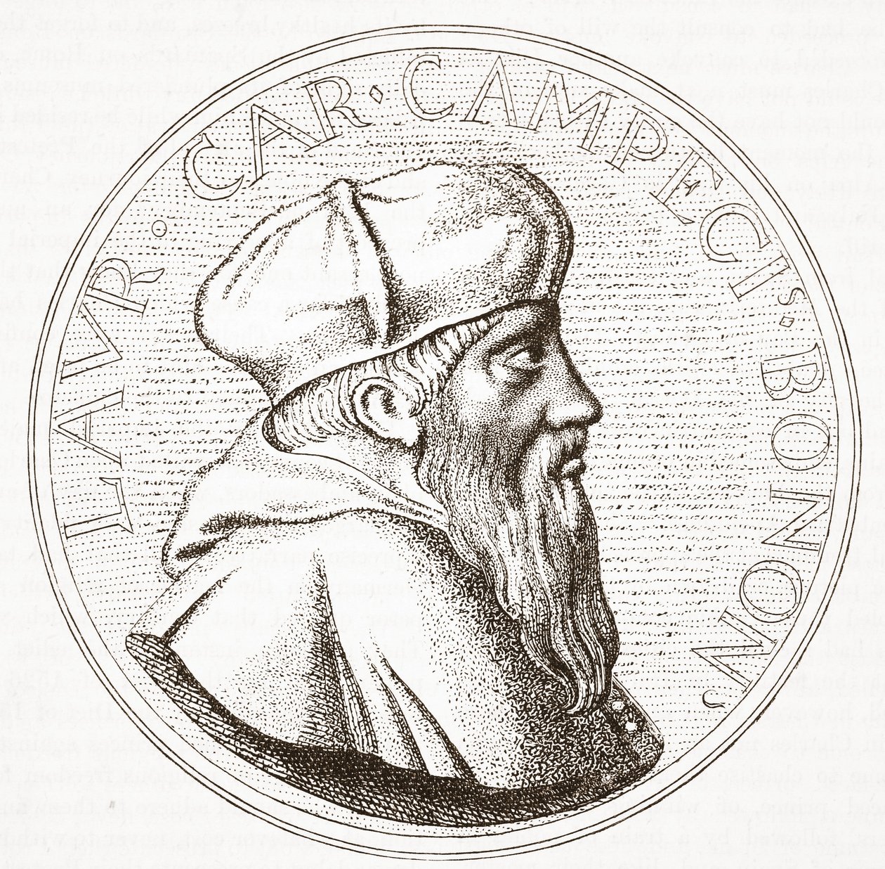 Retrato do cardeal Campeggio, ilustração da história do protestantismo por James Aitken Wylie (1808-1890), bar. 1878 de English School