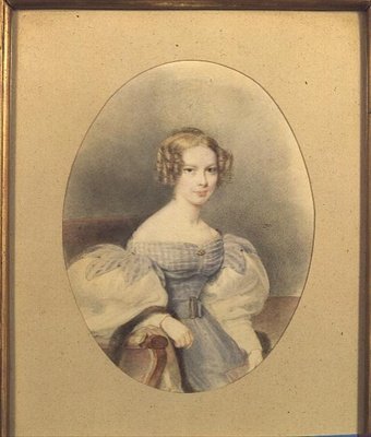 Retrato da Condessa Elizabeth von Sandizell, conhecida como Lili, de 18 anos (aguarela sobre papel) de English School