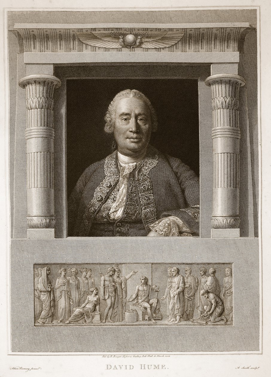 Retrato de David Hume, ilustração de David Humes A História da Inglaterra, pub. por R. Bowyer, Londres, 1812 de English School