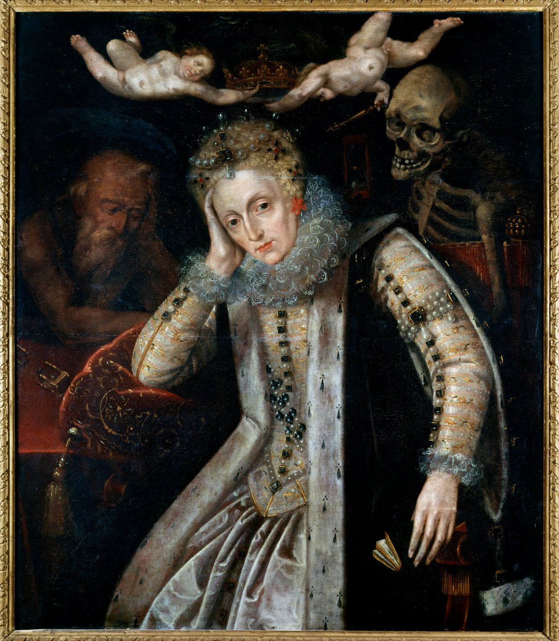 Retrato de Elisabeth Iere, Rainha de Inglaterra (1533 - 1603), no final de sua vida. Pintura da Escola Inglesa de English School