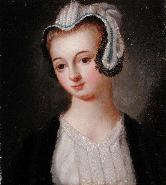 Retrato de Faith Hardwick (óleo sobre painel) de English School