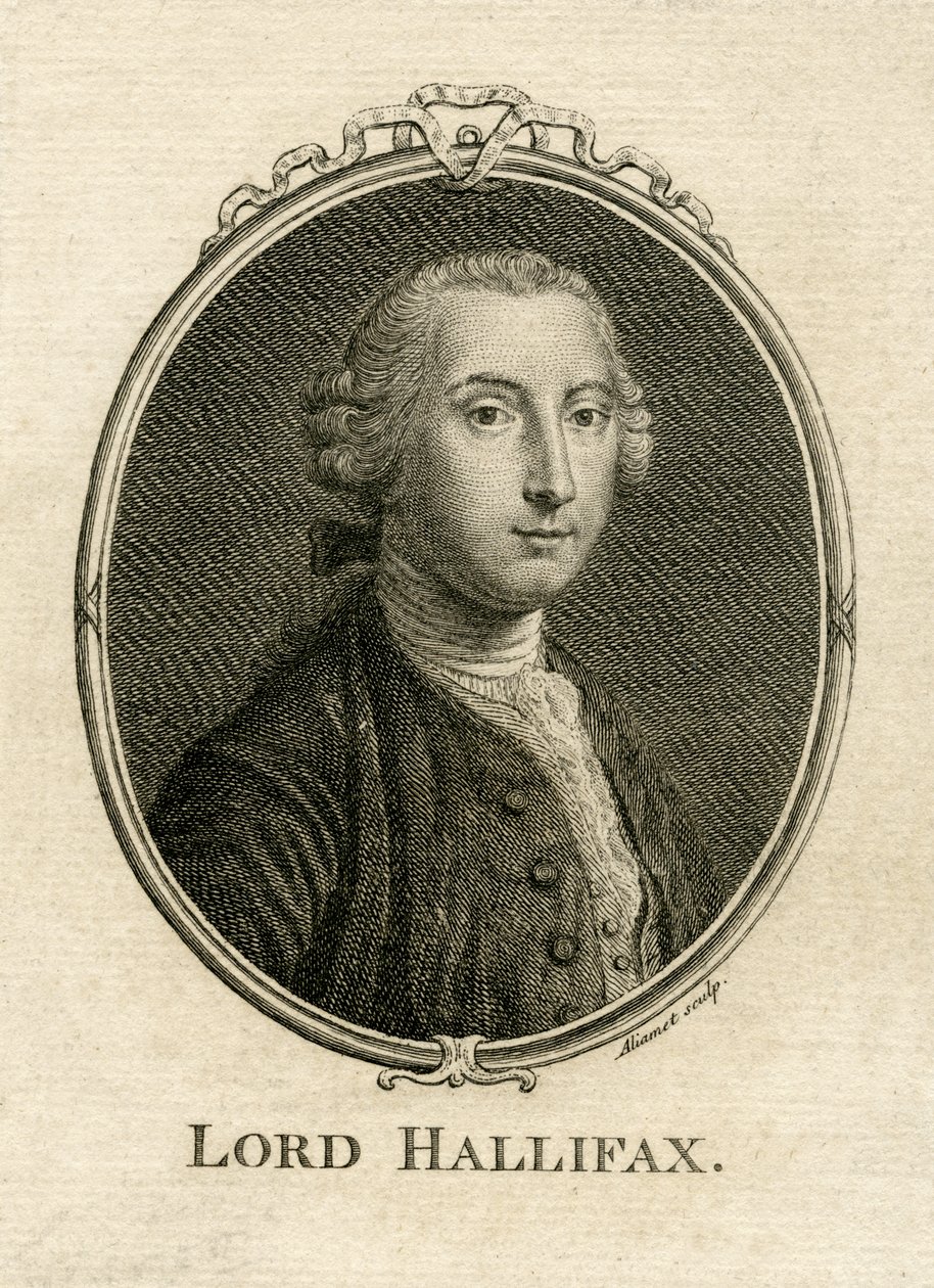 Retrato de George Montagu Dunk, 2º Conde de Halifax (1716-71), gravado por Aliamet de English School
