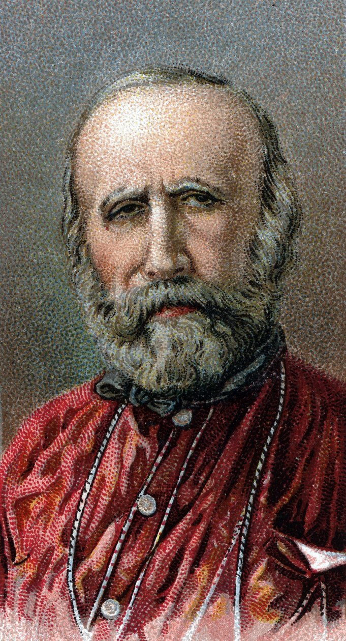 Retrato de Giuseppe Garibaldi (1807-1882) - Da série "Líderes dos Homens" - Cromolitografia - Escola Inglesa, século XX - de English School