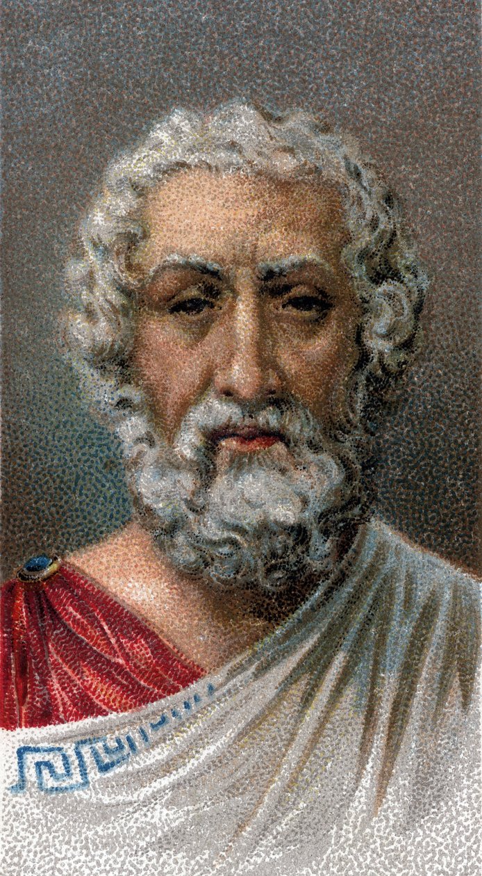 Retrato de HOMER (Século IX-8 AC) - Poeta grego - Retrato de Homere (Século IX AC) Poeta grego - Da série "Líderes dos Homens" - Cromolitografia - Escola Inglesa, Século XX - de English School