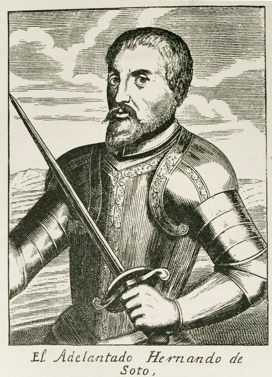 Retrato de Hernando de Soto (c.1496-1542) de &39;A História Narrativa e Crítica da América&39;, editado por Justin Winsor, Londres, 1886 de English School