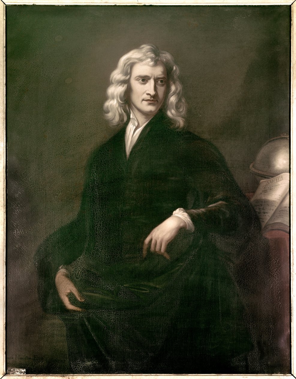 Retrato de Isaac Newton (1642 - 1727), filósofo e matemático. Pintura inglesa anônima de English School
