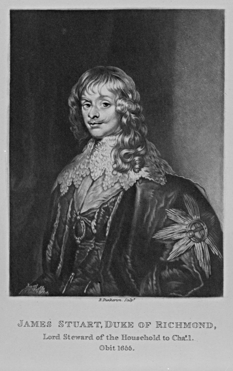 Retrato de James, 1º Duque de Richmond, de "Personagens Ilustres na História Britânica" de Richard Earlom e Charles Turner de English School