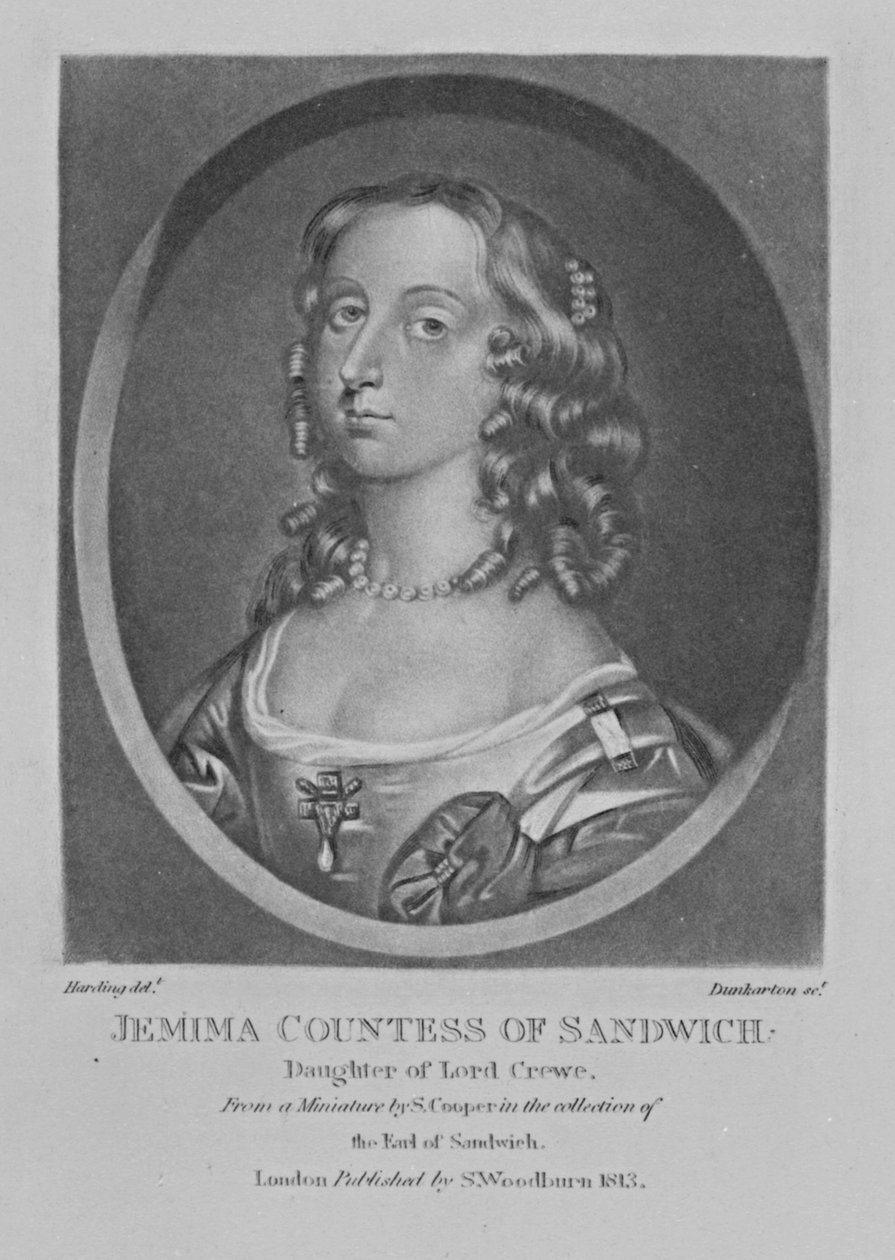 Retrato de Jemima Condessa do Sanduíche, de "Personagens Ilustres na História Britânica", de Richard Earlom e Charles Turner, 1815 de English School
