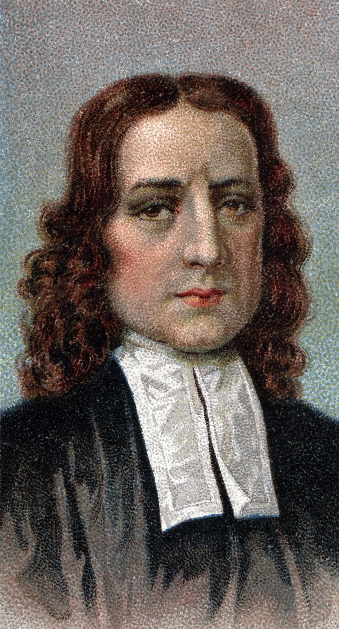 Retrato de John Wesley 1703-1791 - Da série "Líderes dos Homens" - Cromolitografia - Escola Inglesa, Século XX - de English School
