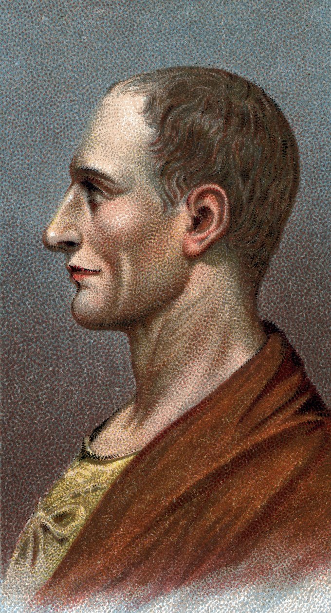 Retrato de Jules Cesar - Júlio César - Da série "Leaders of Men" - Cromolitografia - Escola Inglesa, Século XX - de English School