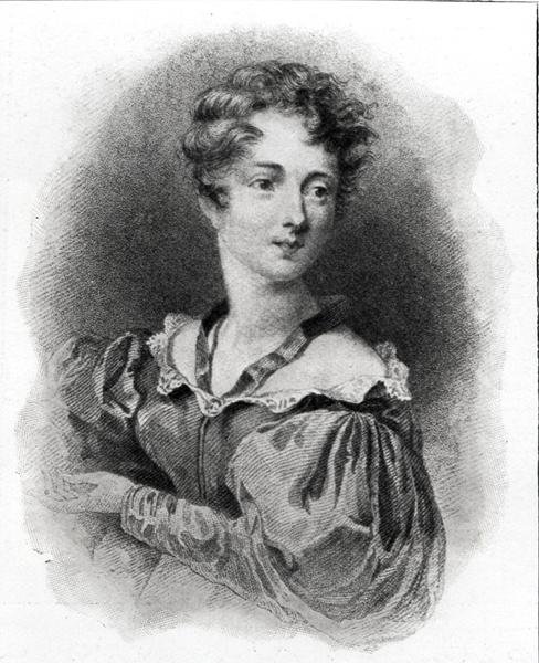Retrato de Lady Caroline Lamb (b.1785) (litho) (foto a p/b) de English School