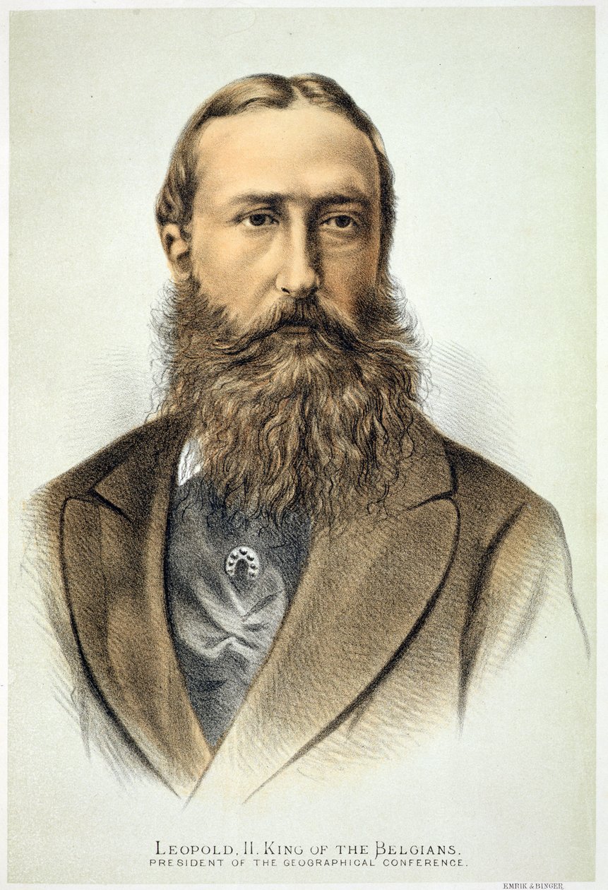Retrato de Leopoldo II (1835-1909), rei da Bélgica (1865-1909) de English School
