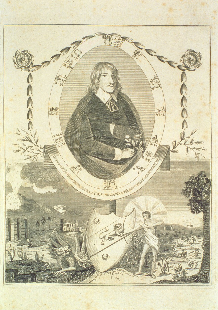 Retrato de Nicholas Culpeper (1616-1654), frontispício Culpepers English Physician e Complete Herbal, publicado em 1790 de English School