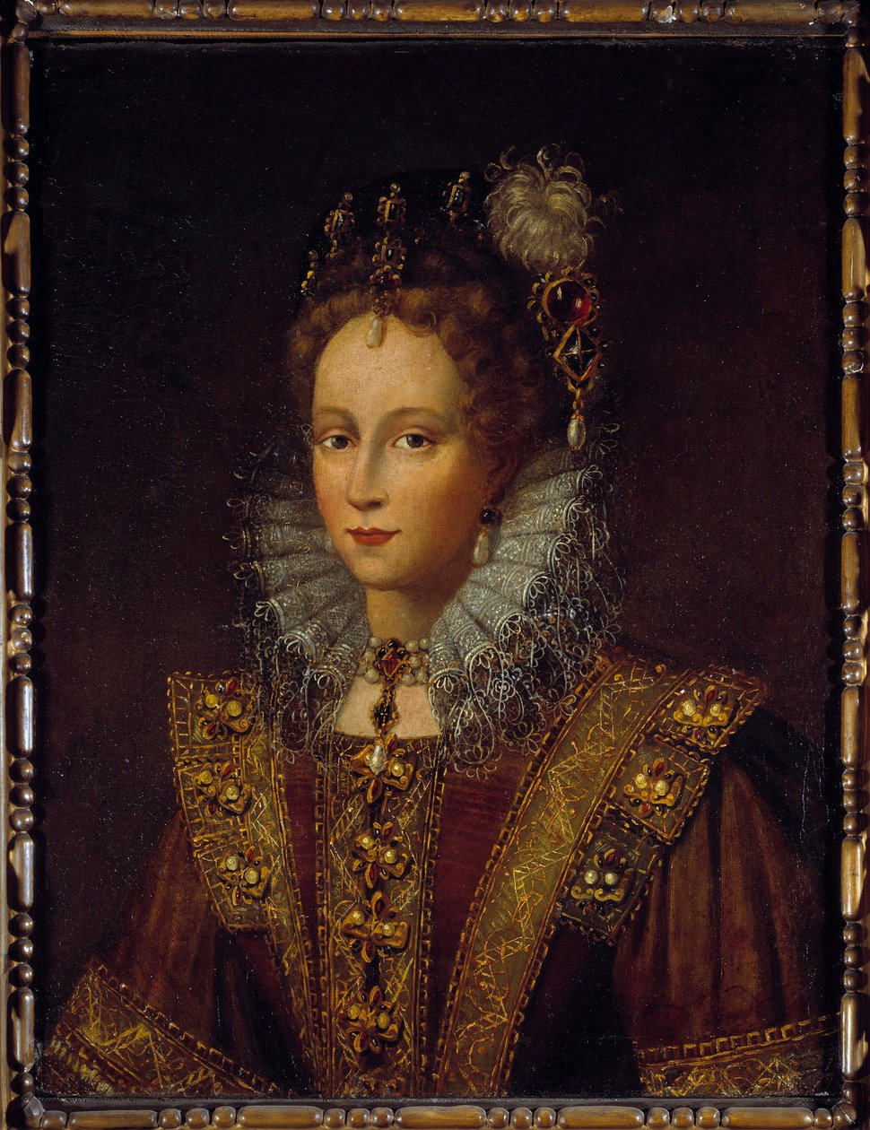 Retrato da Rainha Elisabeth Iere da Inglaterra (1533-1603) Pintura da Escola de Inglês. Século XVII. Sol 0,56x0,77 m Pau, musee du chateau de English School