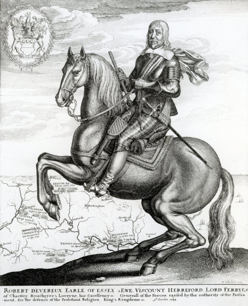Retrato de Robert Devereux a cavalo de English School