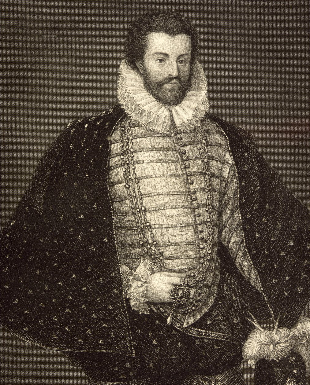 Retrato de Sir Christopher Hatton (1540-91), de &39;British Retratos Lodge&39;, 1823 de English School