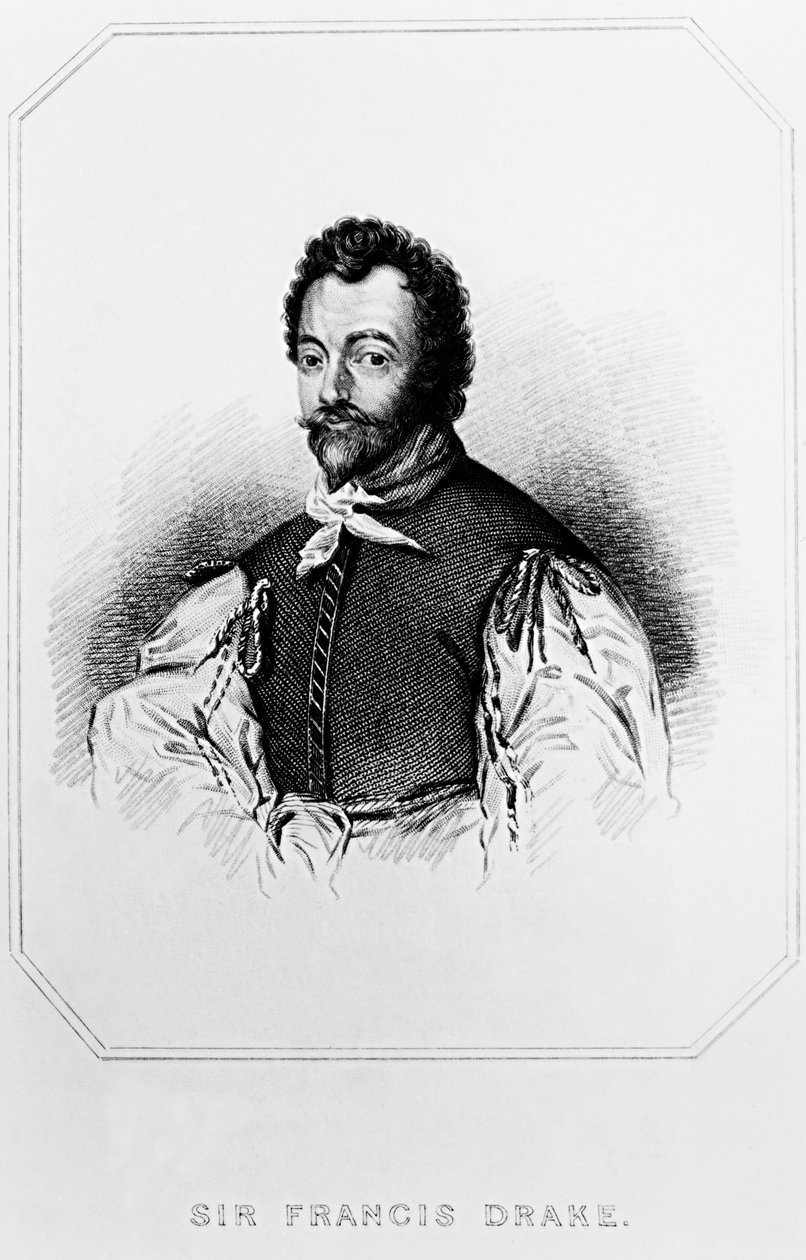 Retrato de Sir Francis Drake (154043-1596) de Lodges British Portraits, 1823 de English School