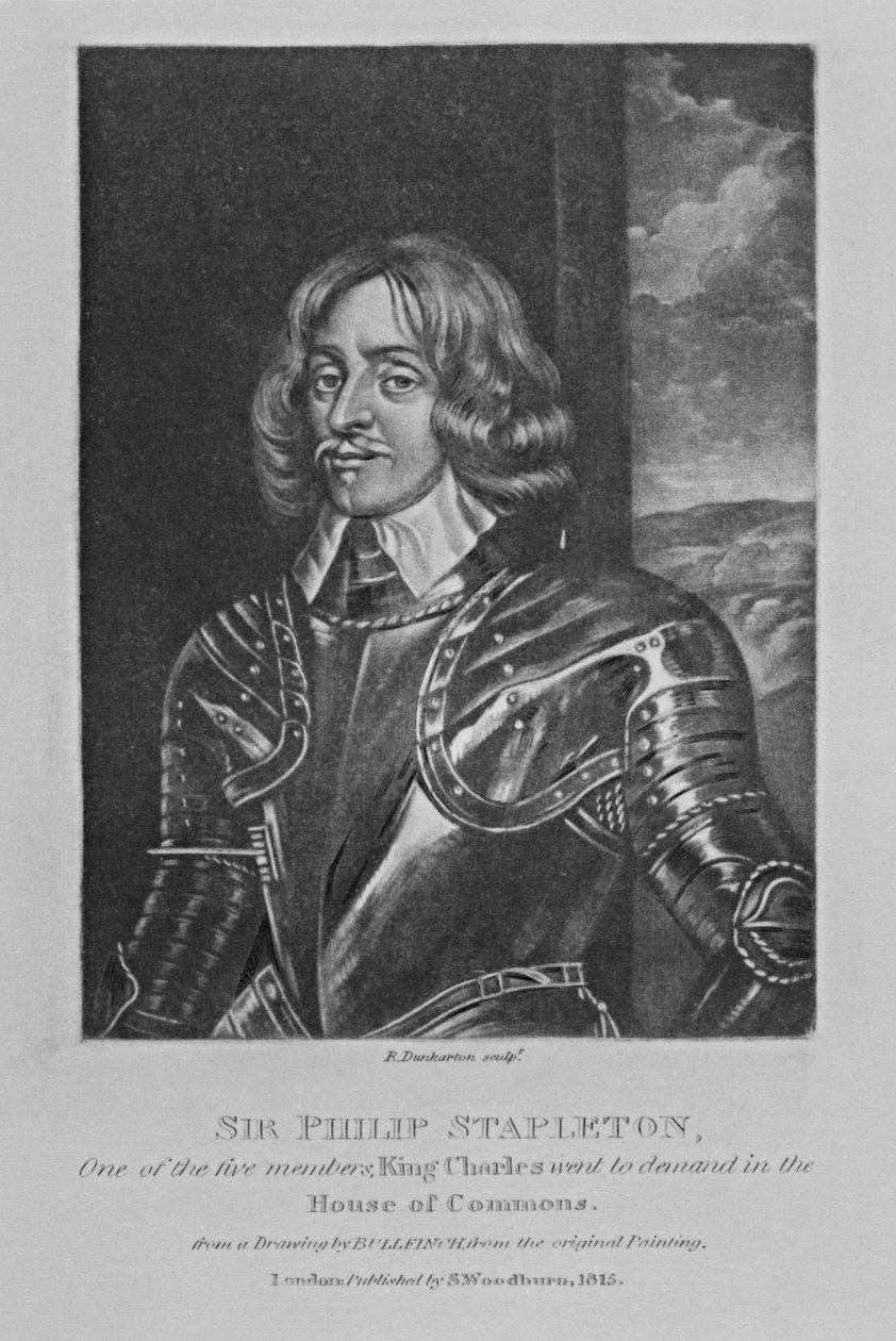 Retrato de Sir Philip Stapleton, de "Personagens Ilustres na História Britânica", de Richard Earlom e Charles Turner, 1815 de English School
