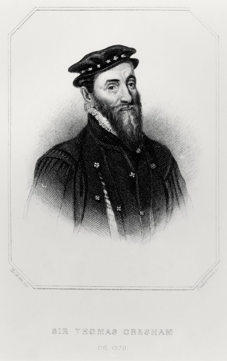 Retrato de Sir Thomas Gresham (1519-79) de &39;British Retratos Lodge&39;, 1823 (gravura) (foto bw) de English School