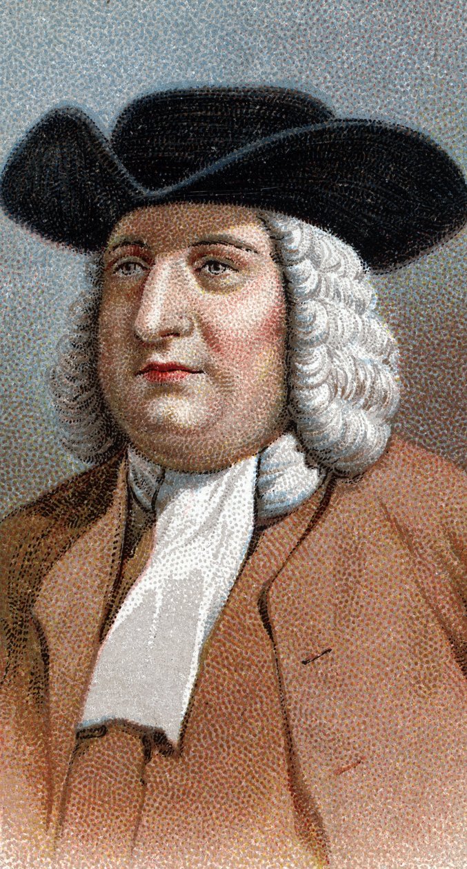 Retrato de William (Guillaume) Penn (1644-1718) - Da série "Leaders of Men" - Chromolithography - Escola de Inglês, século XX - de English School