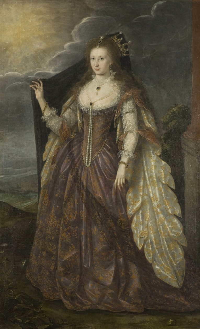 Retrato de uma senhora, c.1615 (óleo sobre tela) de English School
