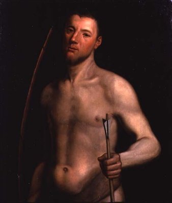 Retrato de um Homem como São Sebastião, c.1554-60 (óleo sobre painel) de English School