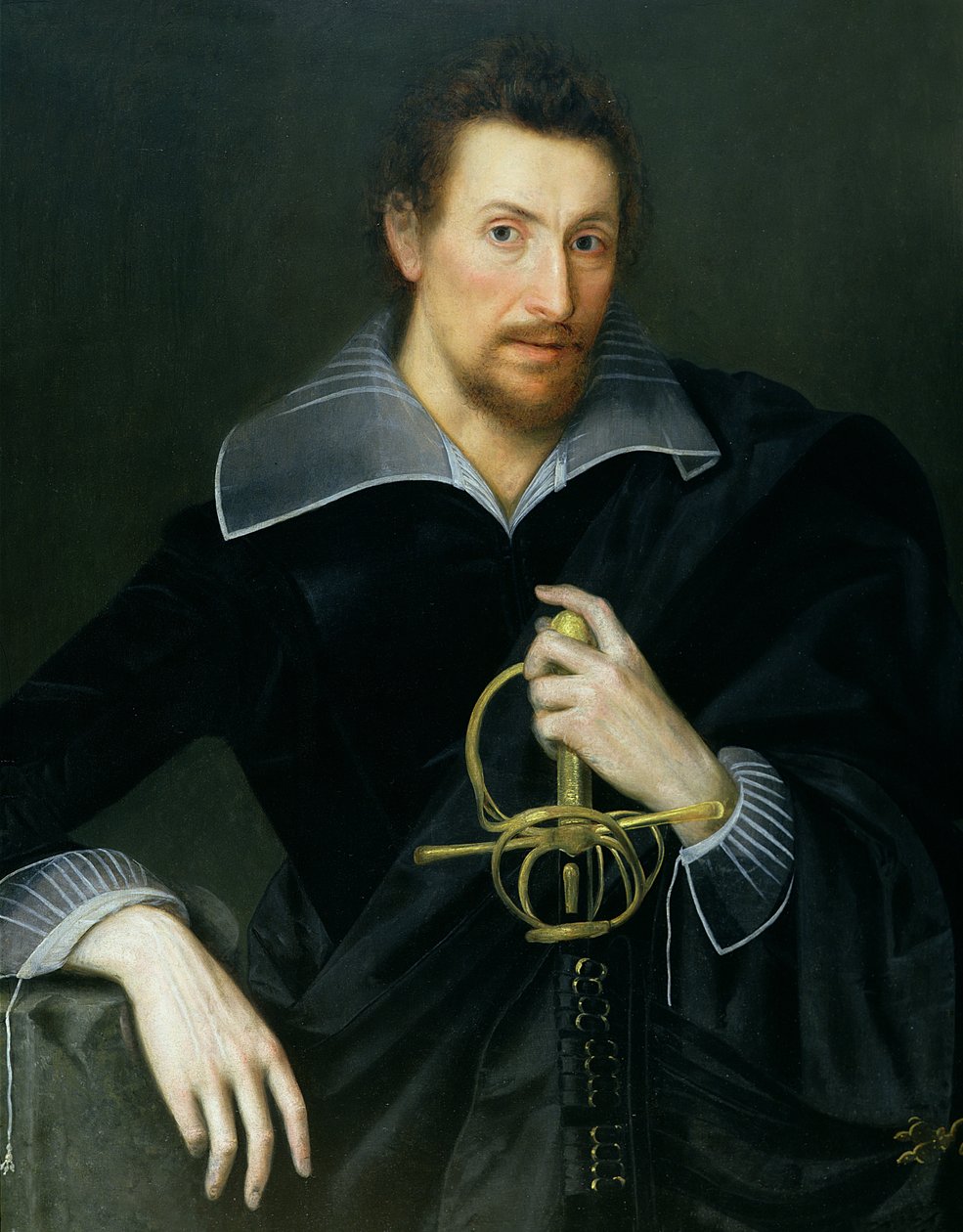 Retrato, de, um, homem, com, um, espada de English School
