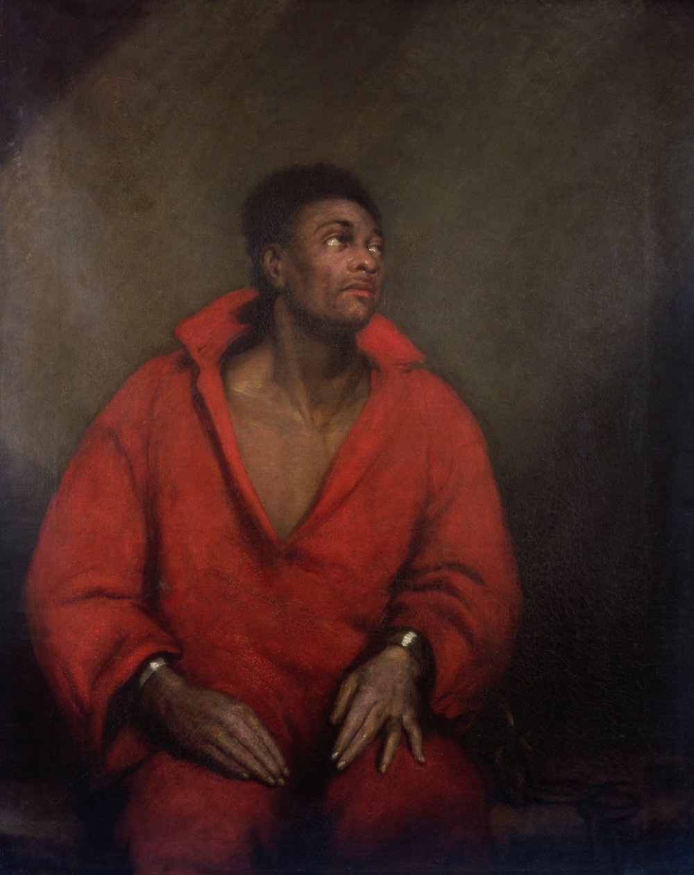 Retrato de um escravo em cadeia (óleo sobre tela) de English School