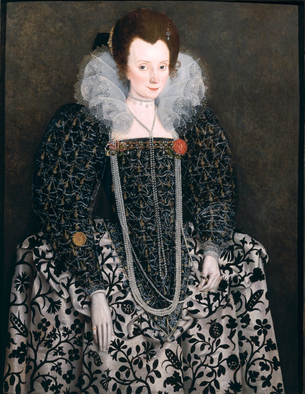 Retrato de uma mulher, tradicionalmente identificado como Mary Clopton (nascido Waldegrave) de Kentwell Hall, Suffolk, c.1600 de English School