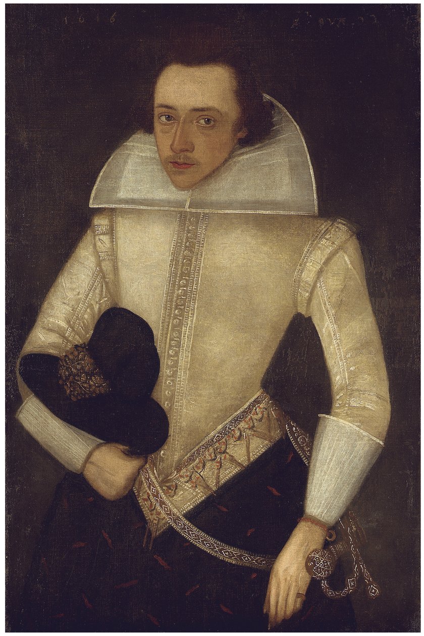 Retrato de um cavalheiro, 22 anos, 1616 de English School