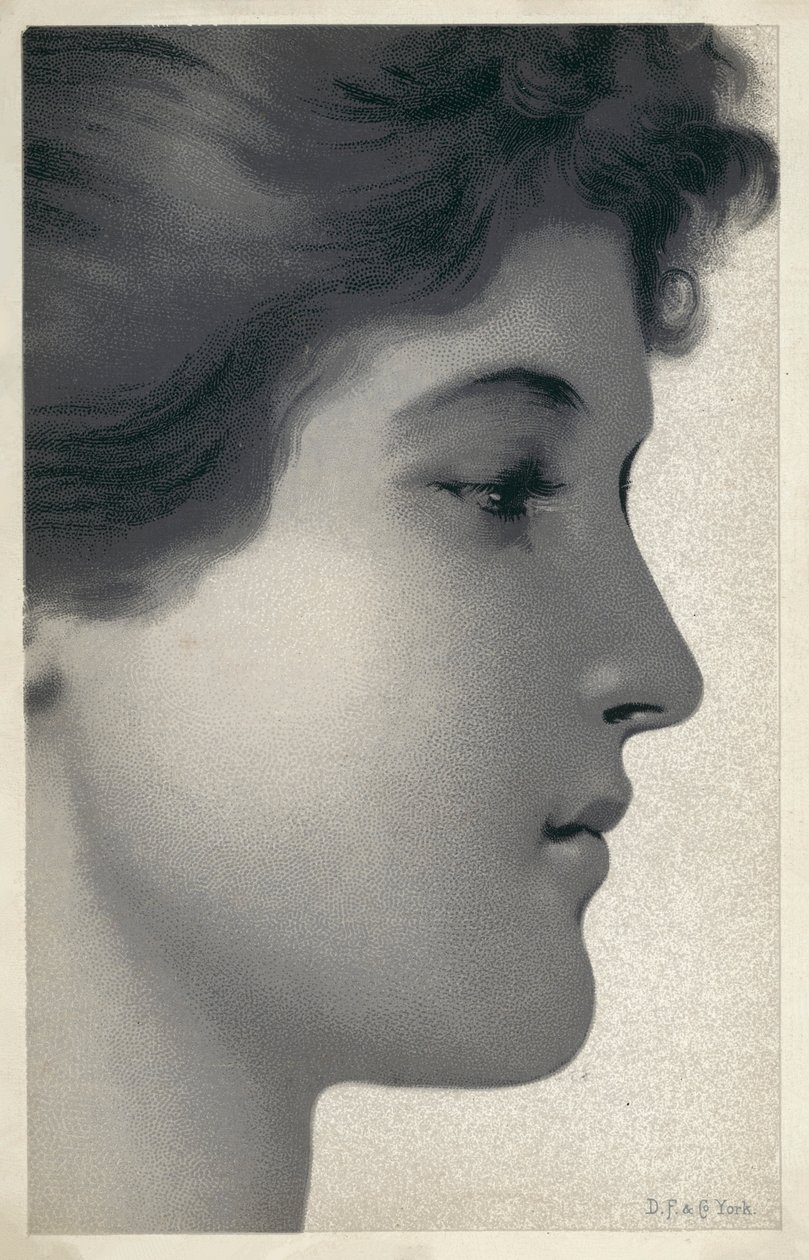 Retrato de uma jovem mulher (litografia) de English School