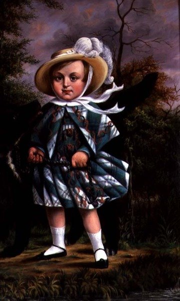 Retrato de uma criança com um cão preto, c.1830 de English School