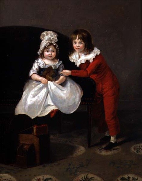 Retrato de duas crianças com um esquilo, c.1800 de English School