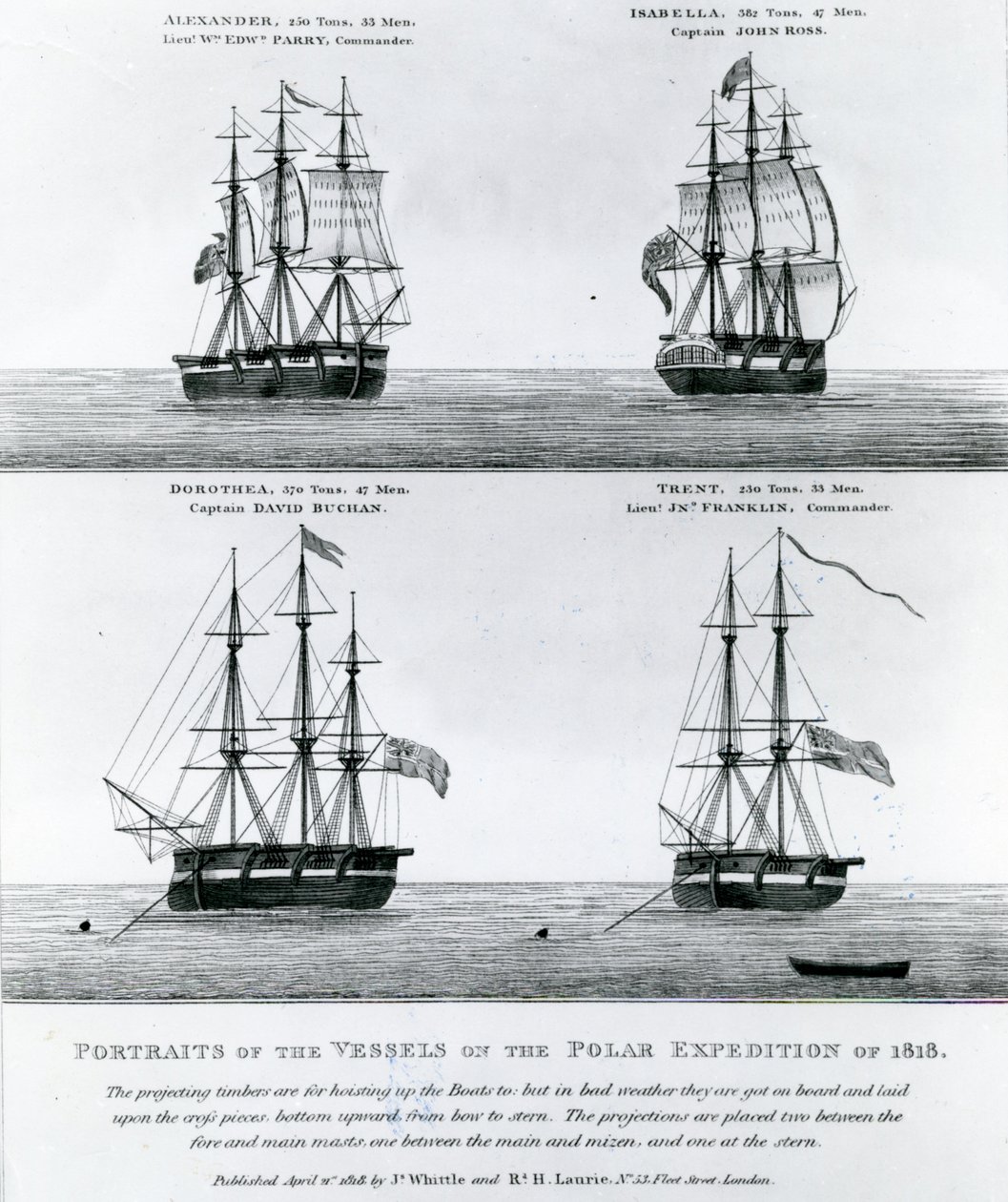 Retratos dos Vasos da Expedição Polar de 1818 (gravura) de English School
