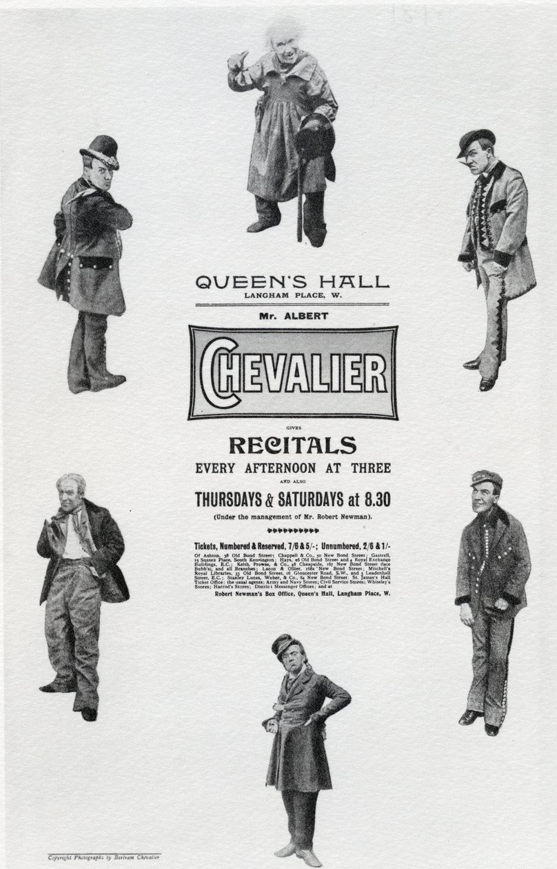 Propaganda de cartazes Albert Chevalier&39;s Recital no Queen&39;s Hall de English School
