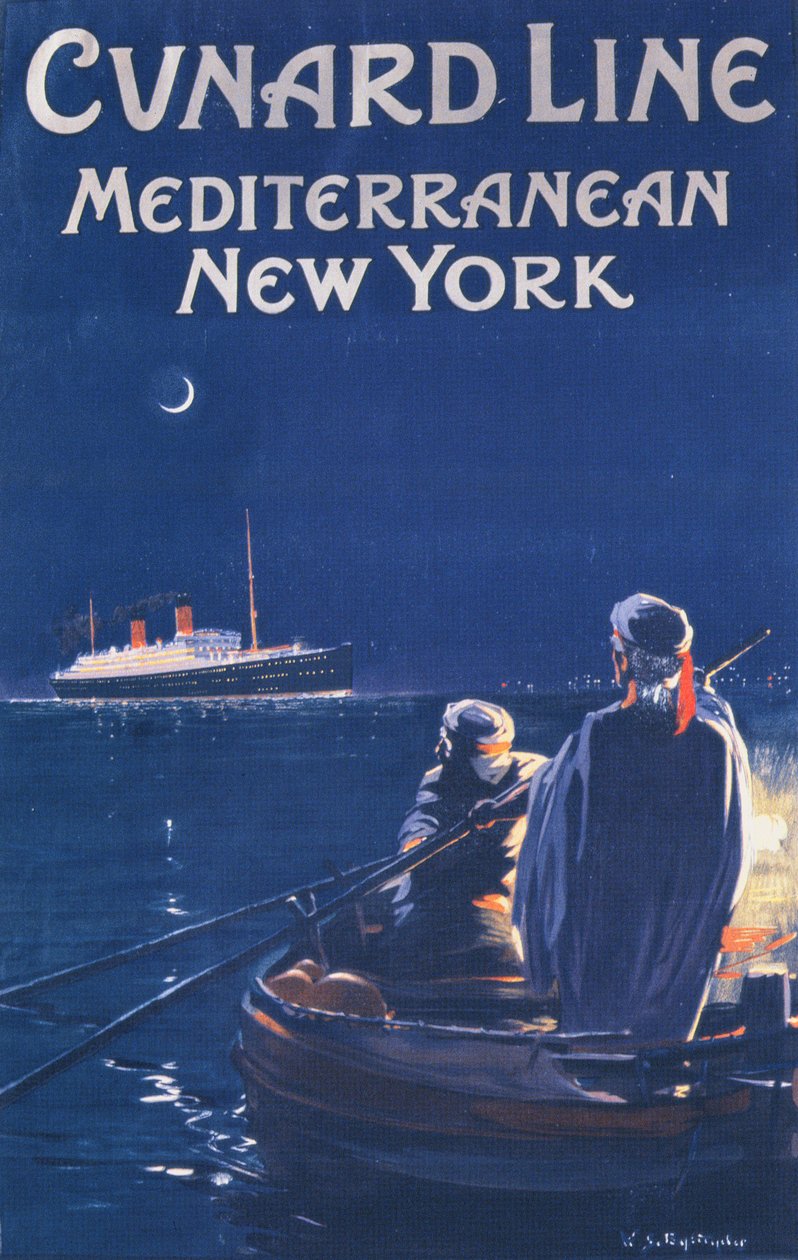 Cartaz publicitário da linha Cunard de English School
