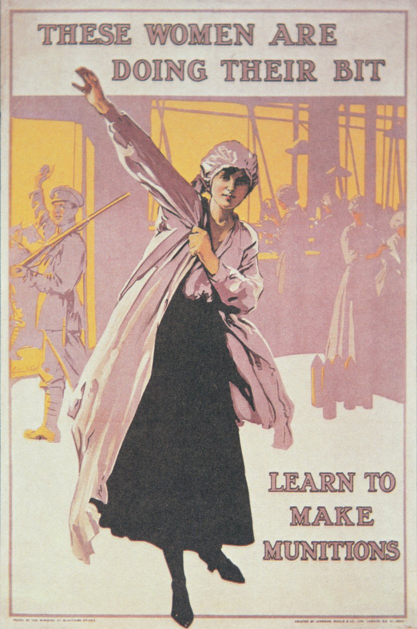Poster retratando mulheres fazendo munições (cor litho) de English School