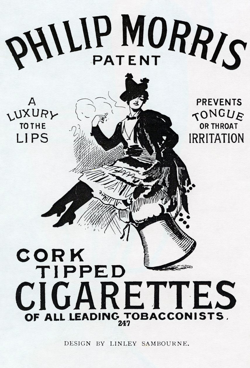 Poster para cigarros Philip Morris, desenhado por Linsay Sambourne, 1896 de English School
