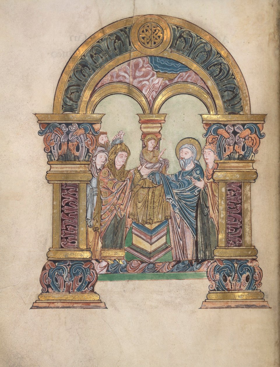 Apresentação no Templo, Add. 49598, f.34v, da Beneditorial de St Aethelwold, 971-984 (velino) de English School