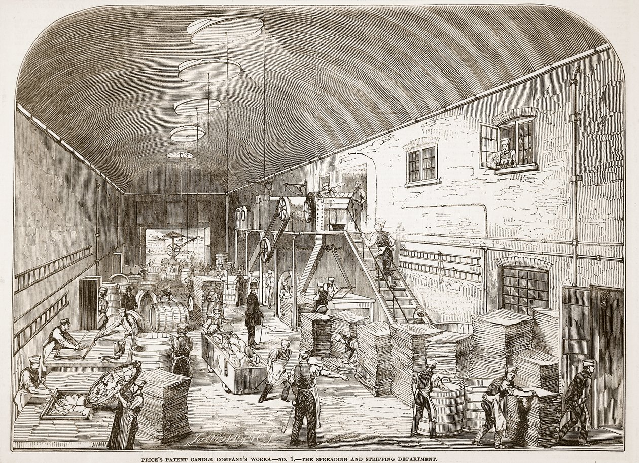 Preços Patent Candle Companys Works, No.1: O Departamento de Propagação e Remoção, de The Illustrated London News, 1849 de English School