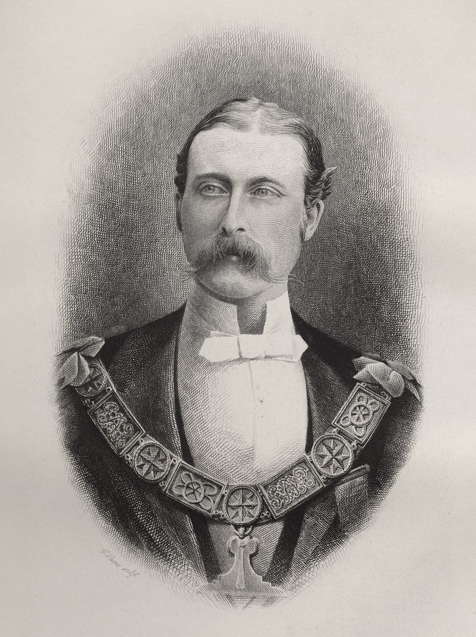 Príncipe Arthur William Patrick, Duque de Connaught e Strathearn, gravado por C. Laurie, de "A História da Maçonaria, volume I", publicado por Thomas C. Jack, Londres, 1883 de English School