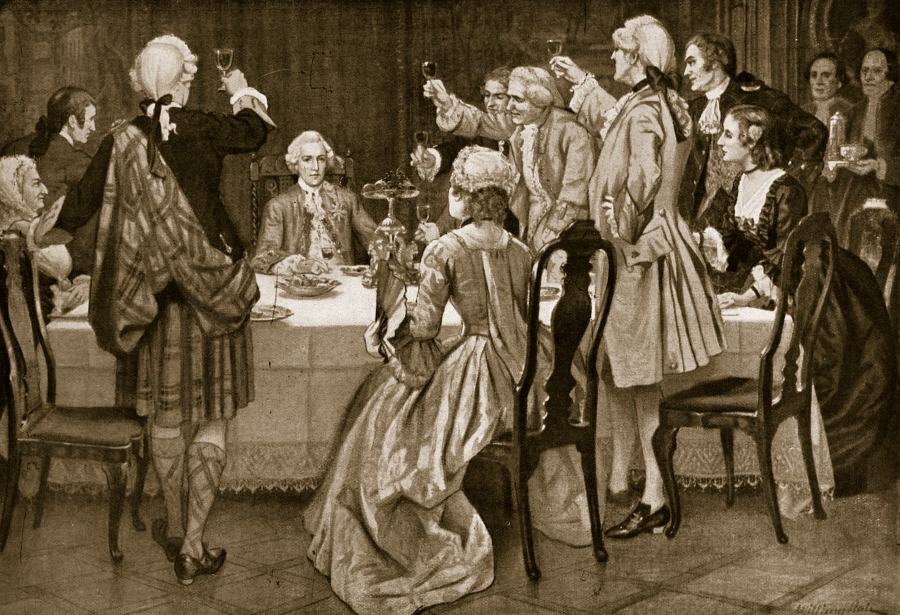 Príncipe Charles Edward em Holyrood, ilustração de Hutchinsons História da nação britânica, c.1923 de English School
